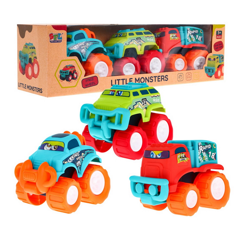 SET VEHICULOS MONSTER DE GOMA