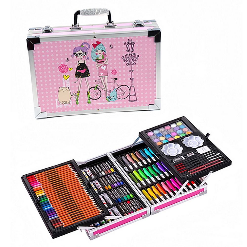 SET DE ARTE MALETA ALUMINIO PINK