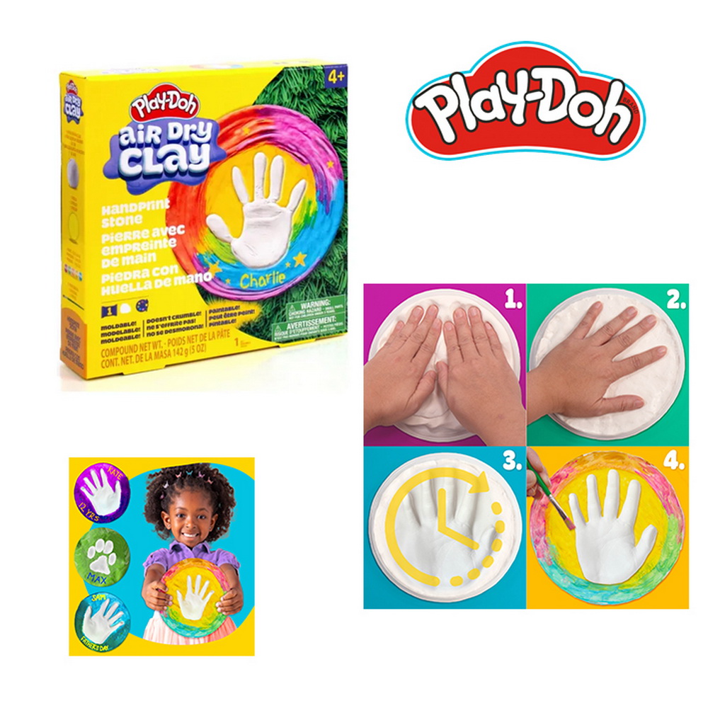 PLAY-DOH PIEDRA CON HUELLA MANO DE ARCILLA DE SECADO AL AIRE