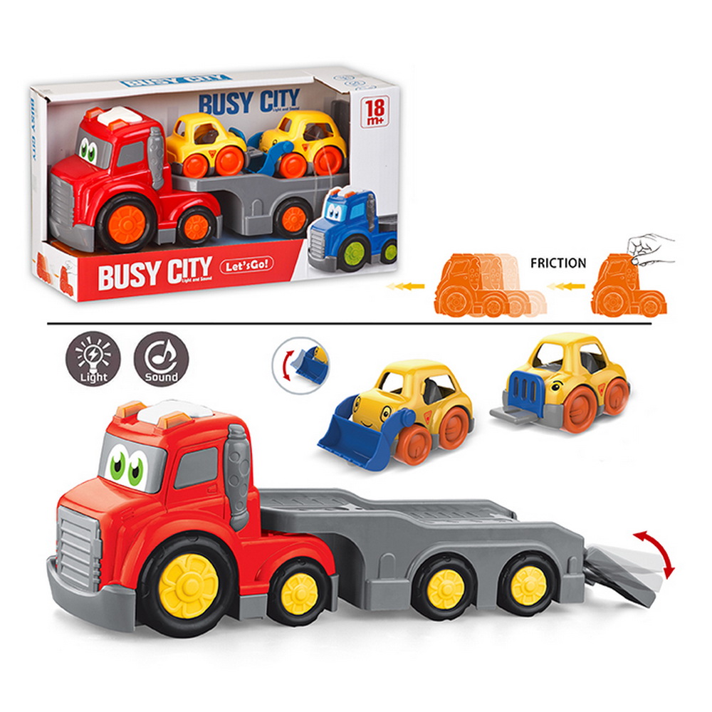 CAMIÓN FRICCIÓN CON 2 AUTITOS INFANTIL