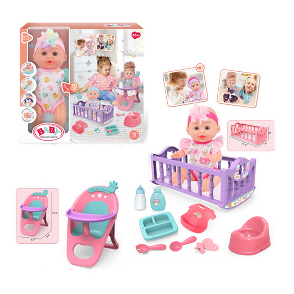 MUÑECO PELON CON SILLA Y CUNA