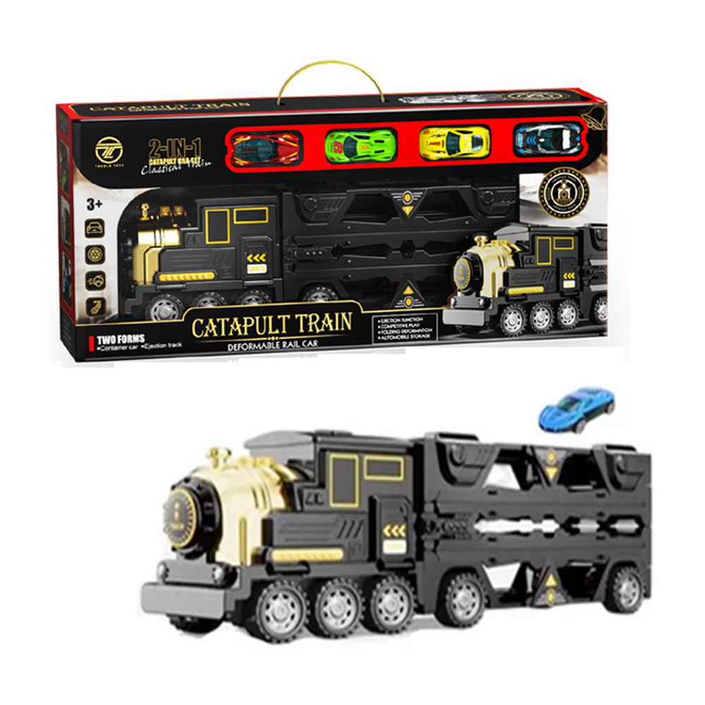 TREN CATAPULCA CON 4 AUTOS METALICOS