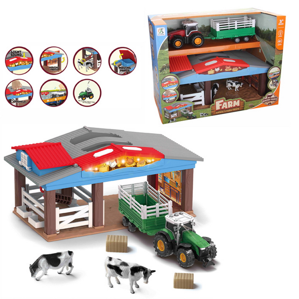 GRANJA CON TRACTOR Y ANIMALES