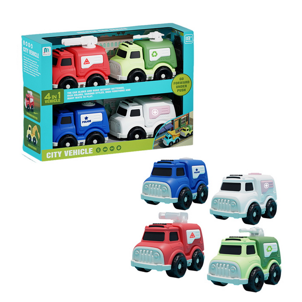 SET 4 VEHICULOS DE GOMA