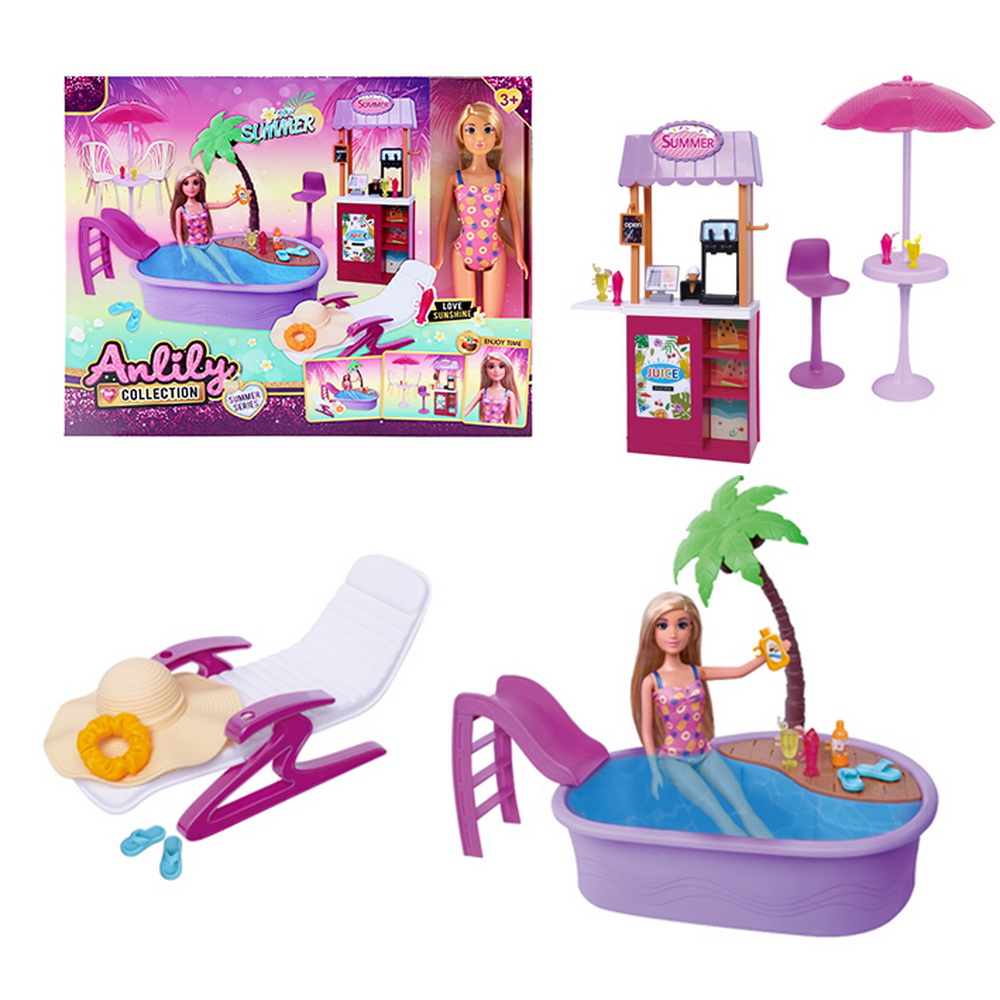 MUÑECA TIPO BARBIE CON PISCINA