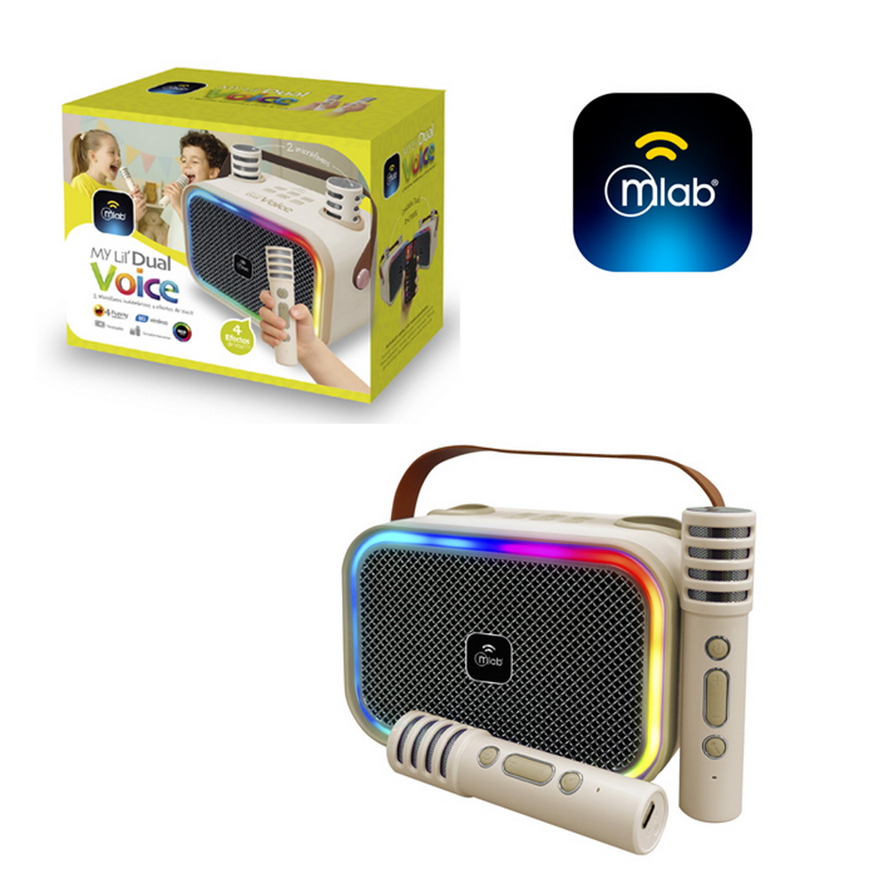 KARAOKE MY LiL VOICE LUZ RGB 2 MICROFONOS INALAMBRICOS WHITE