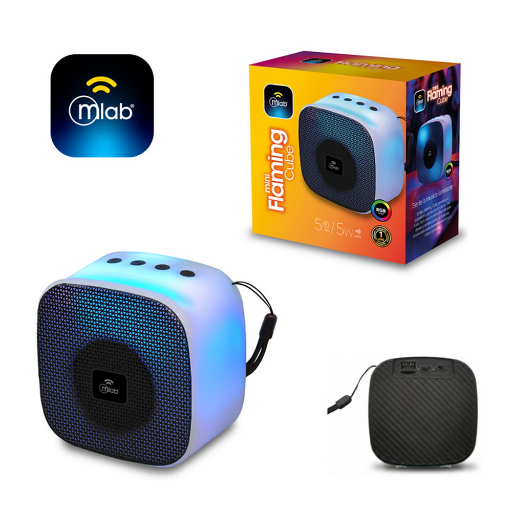 PARLANTE MINI FLAMING CUBE BLACK MLAB