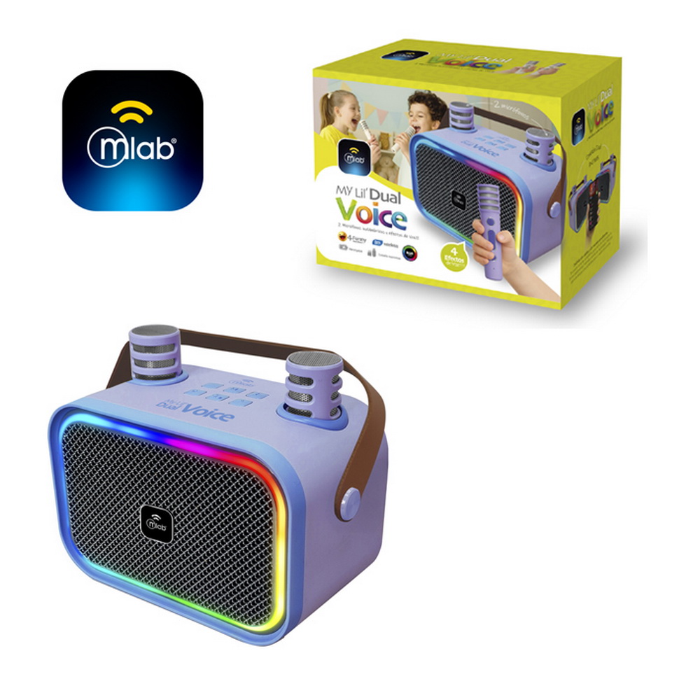 KARAOKE MY LiL VOICE LUZ RGB 2 MICROFONOS INALAMBRICOS PURPLE